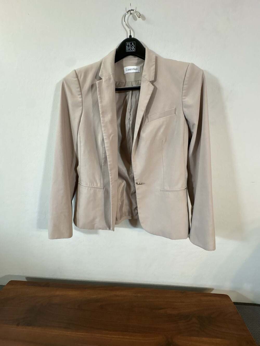 Calvin Klein Women's Beige Single Button Blazer